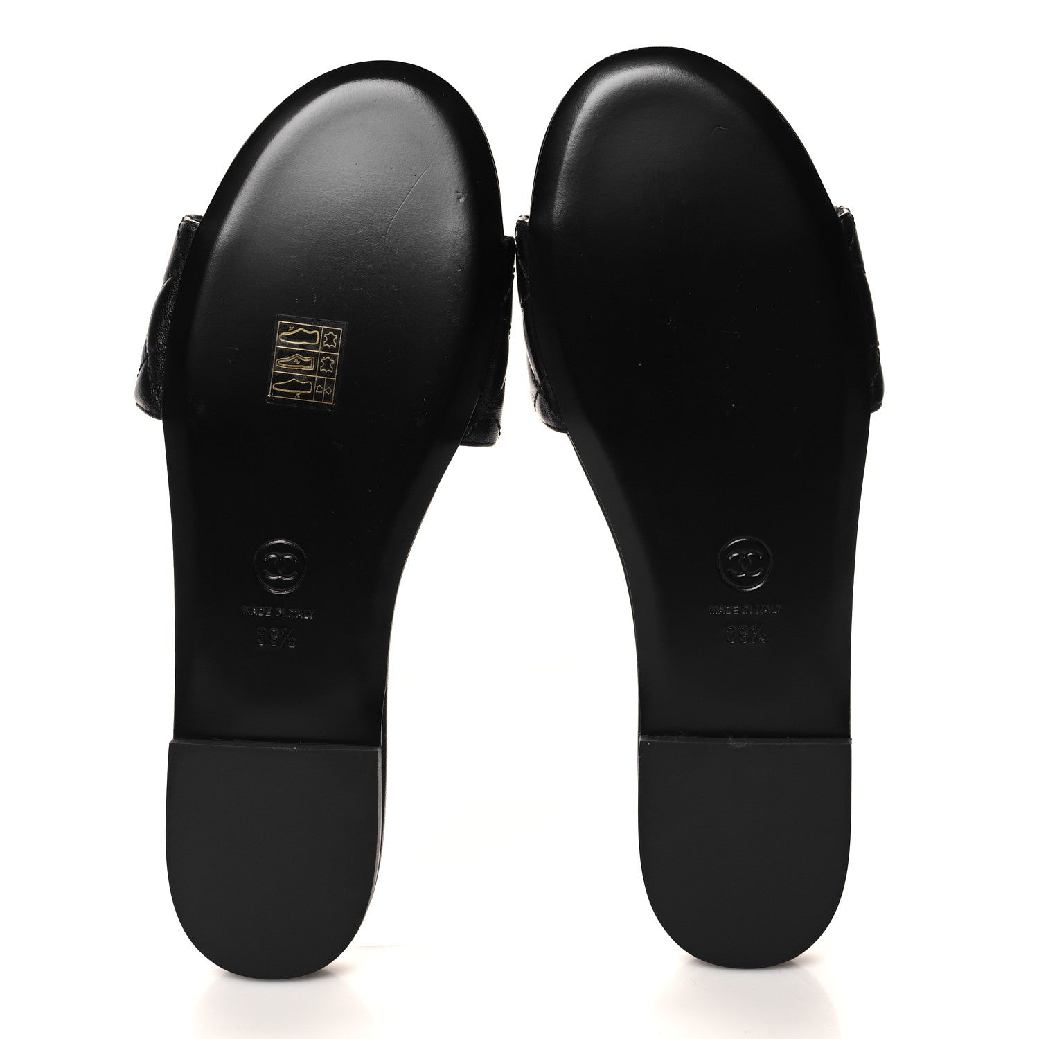 Chanel Shiny Goatskin Quilted CC Mules Sandals 39.5 Black 5 of 8