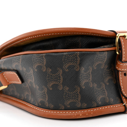 Celine Triomphe Canvas Medium Folco Bag Tan 10 of 11