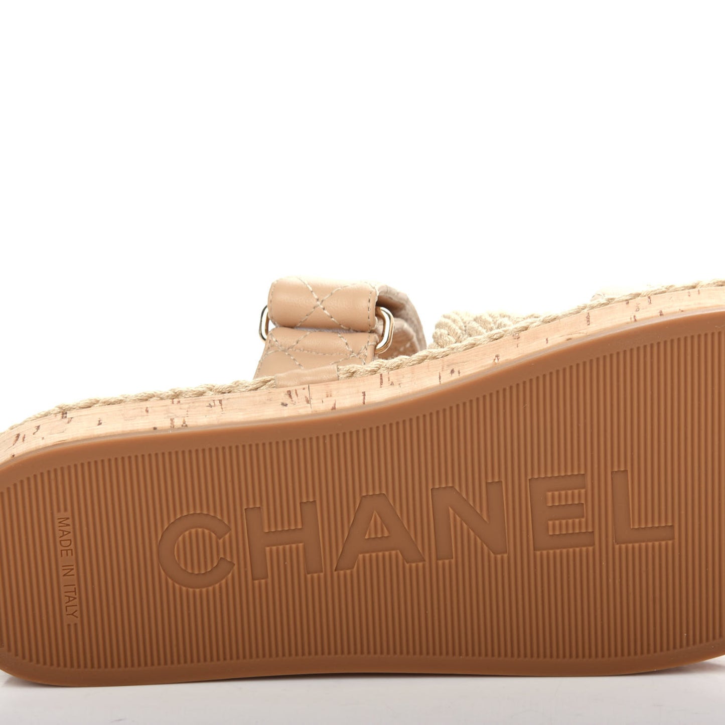 Cord Lambskin Quilted Logo Mules 37 Beige