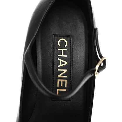 Chanel Lambskin Grosgrain Cap Toe CC Mary Jane Pumps 36 Black 8 of 10