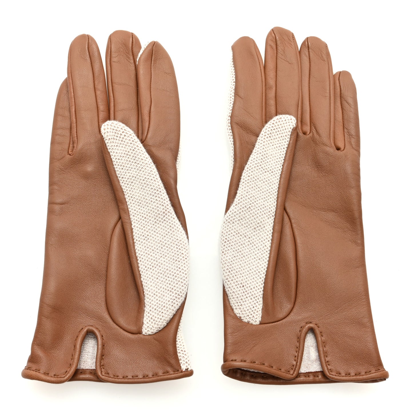 Lambskin Cashmere Crocheted Federica Gloves 8 Brown