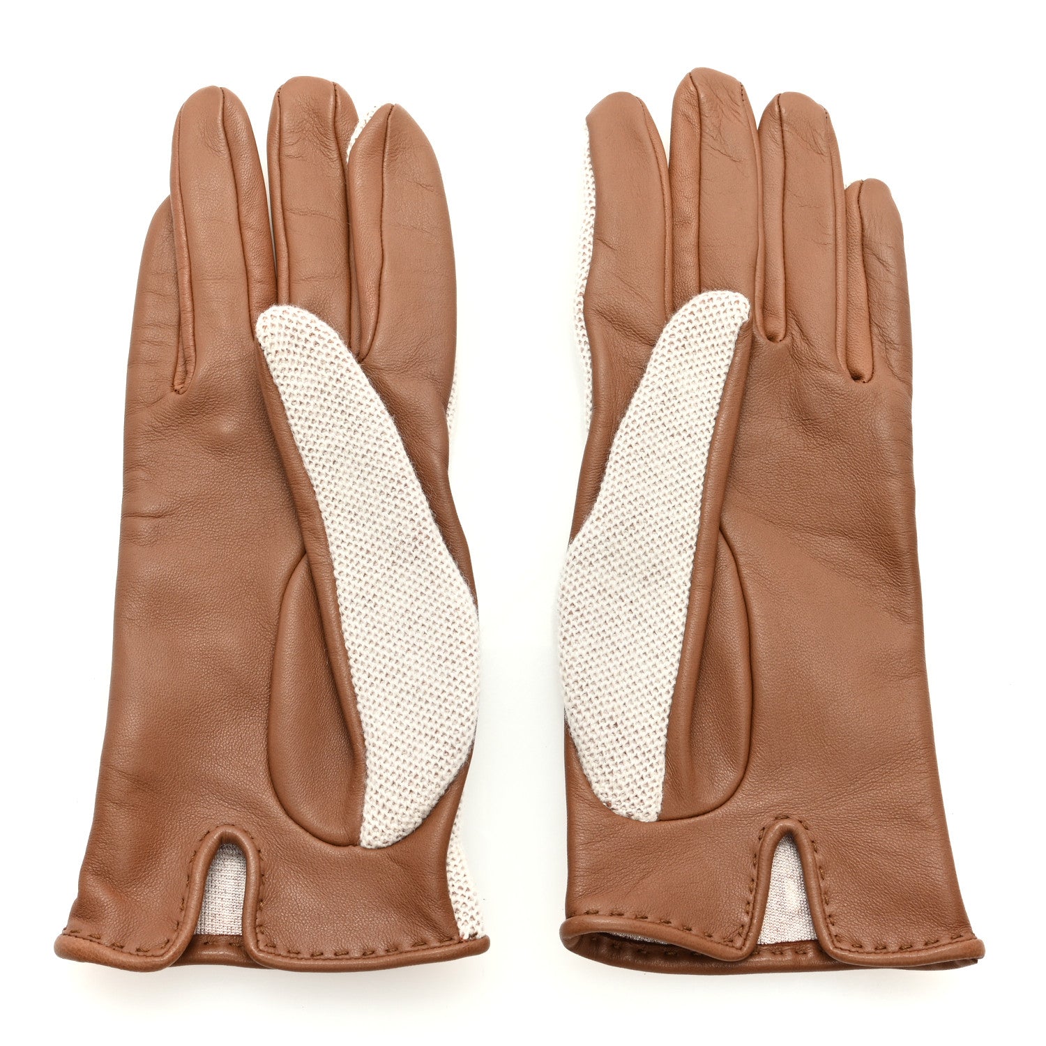 Hermes Lambskin Cashmere Crocheted Federica Gloves 8 Brown 2 of 3