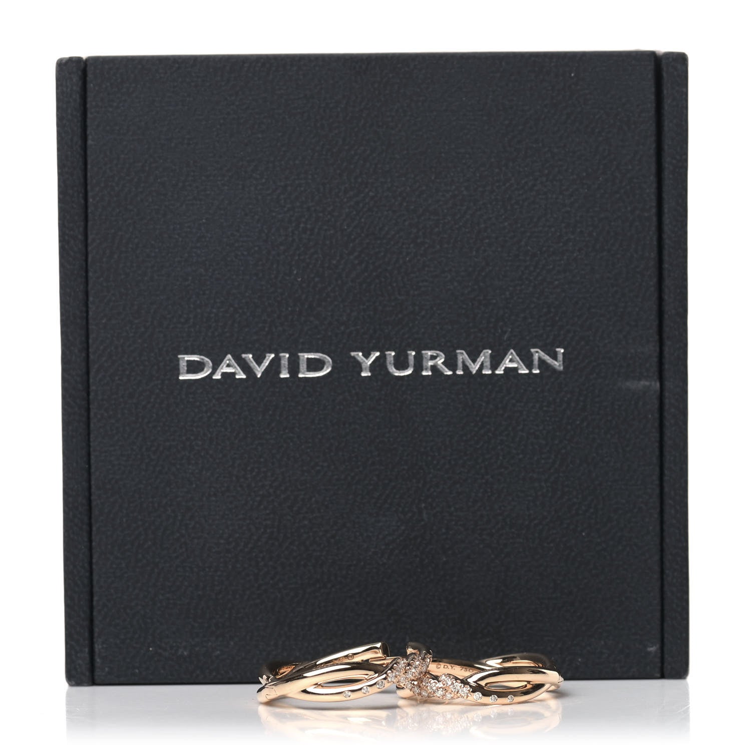 David Yurman 18K Yellow Gold Diamond 21mm Continuous Hoop Earrings 5 of 5