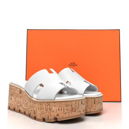 Hermes Calfskin Cork Eze 30 Sandals 38 White 9 of 9