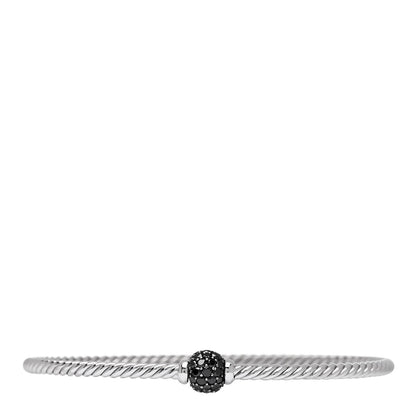 David Yurman 18K White Gold Black Diamond 2.6mm Solari Center Station Bracelet 1 of 3