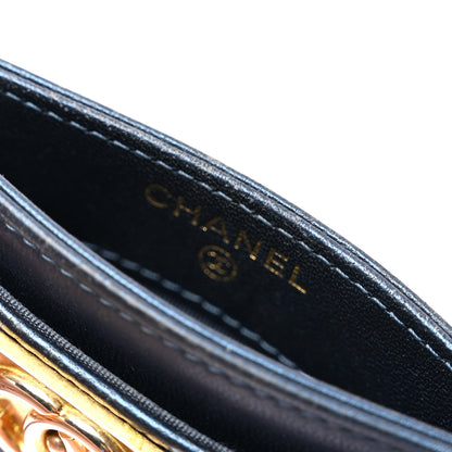Chanel Metallic Lambskin Quilted Boy Card Holder Blue 9 of 9
