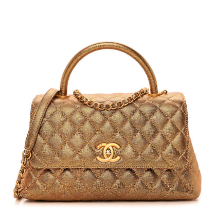 Chanel Metallic Caviar Quilted Small Coco Handle Flap Gold 1 of 12