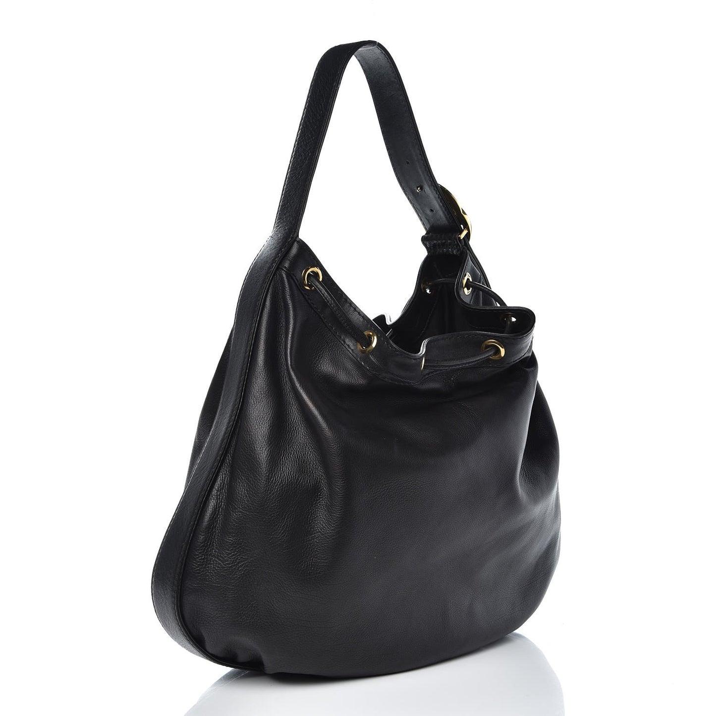 Pebbled Calfskin Medium Interlocking Icon Shoulder Bag Black