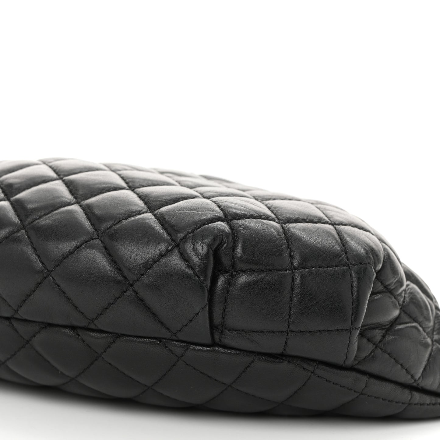 Lambskin Quilted Banane Waist Bag Fanny Pack Black