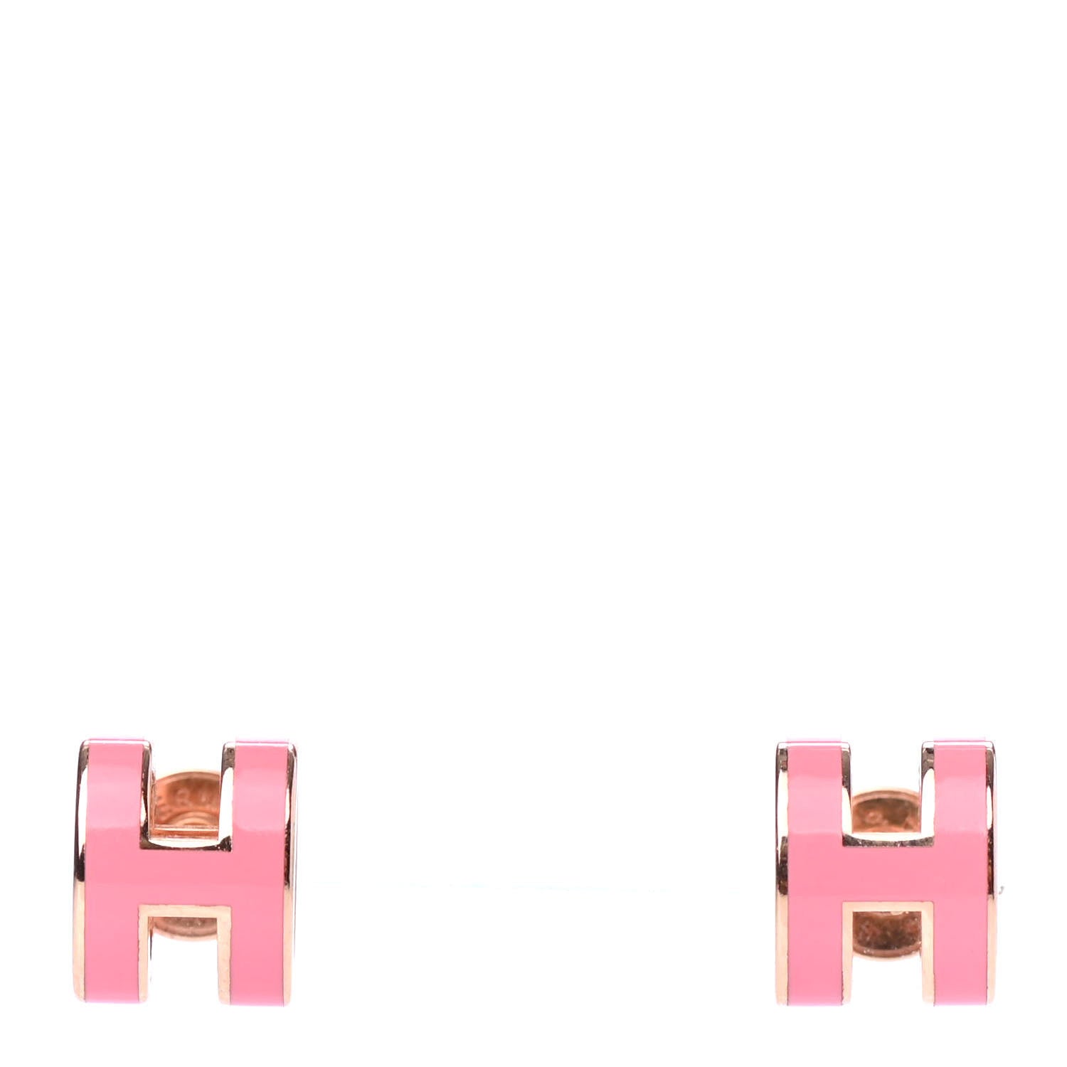 Hermes Rose Gold Lacquered Mini Pop H Earrings Rose Valentine 1 of 4