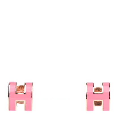 Hermes Rose Gold Lacquered Mini Pop H Earrings Rose Valentine 1 of 4