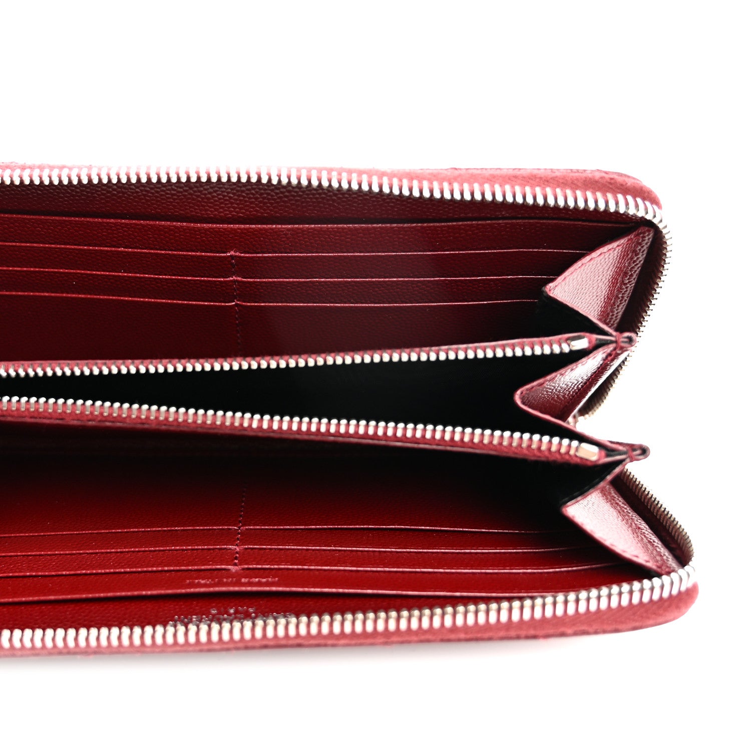 Saint Laurent Grain De Poudre Matelasse Chevron Monogram Zip Around Wallet Palissandre 5 of 9