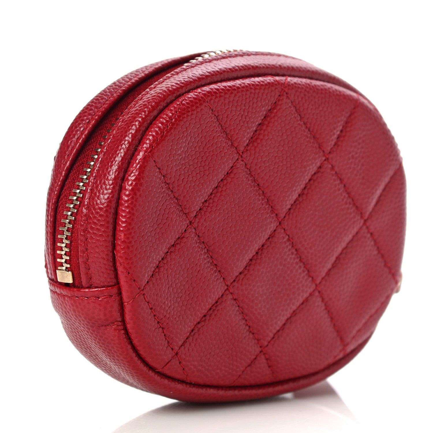 Chanel Caviar Quilted Zip Around Classic Coin Purse Red 3 of 9