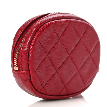 Chanel Caviar Quilted Zip Around Classic Coin Purse Red 3 of 9
