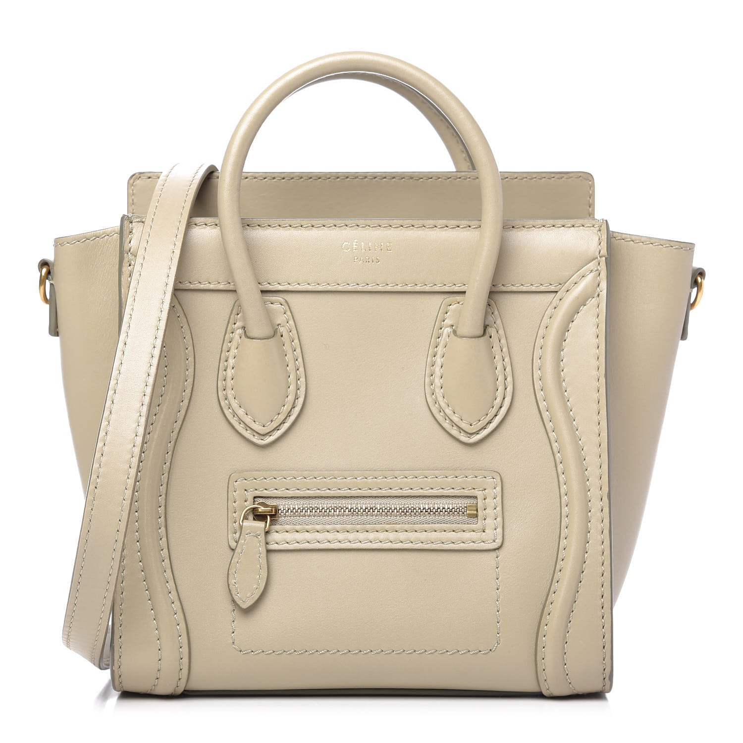 Celine Satin Calfskin Nano Luggage Sand 1 of 9