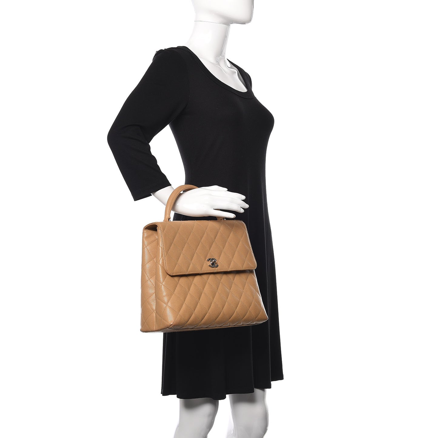 Caviar Quilted Jumbo Kelly Flap Beige