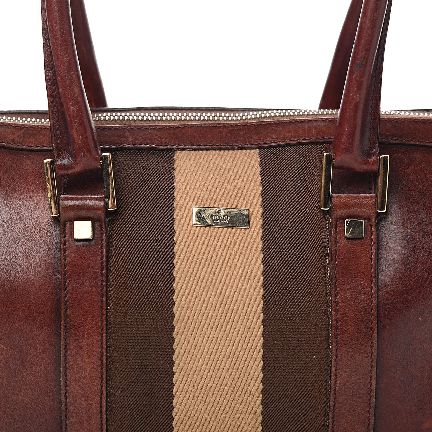 Calfskin Vintage Web Boston Brown