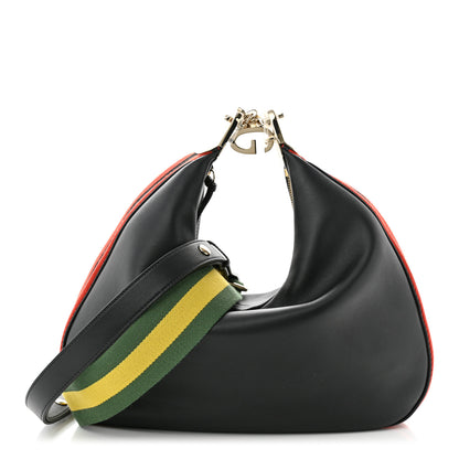 Gucci Aria Calfskin Web Large Attache Shoulder Bag Black 1 of 9