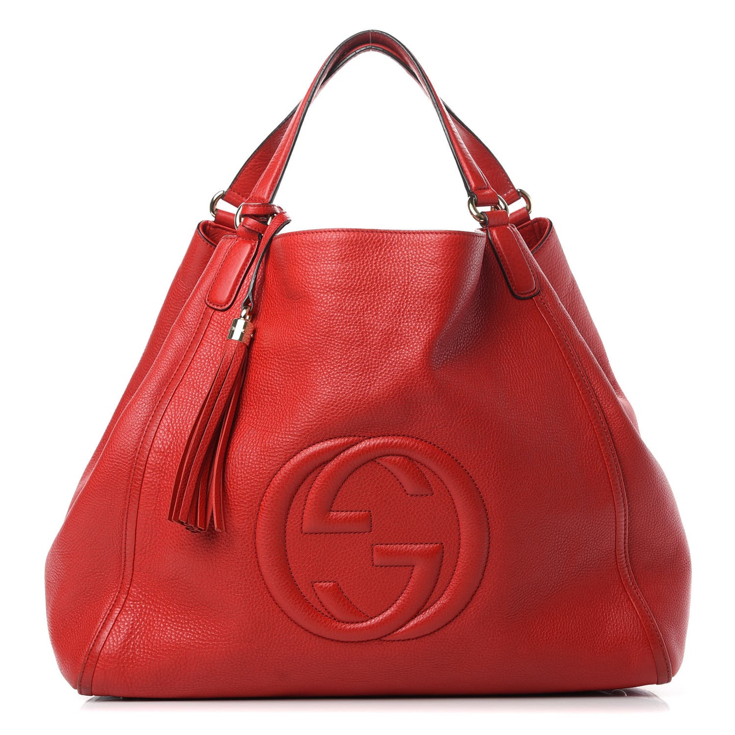 Pebbled Calfskin Large Soho Shoulder Bag Red