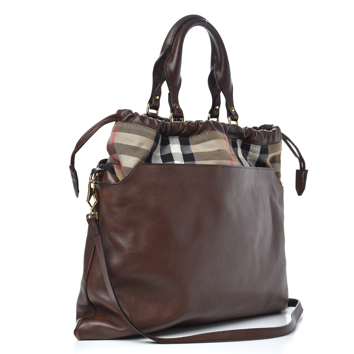 Burberry Soft Calfskin House Check Big Crush Tote Brown Ochre 3 of 12