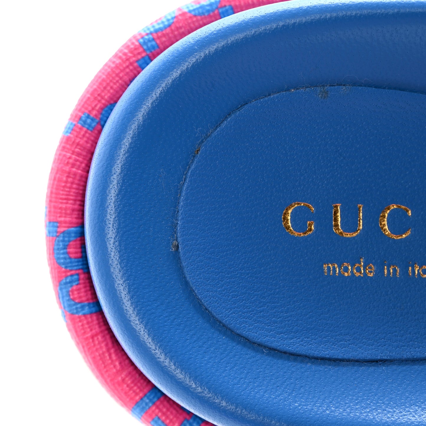 GG Supreme Joy Monogram Angelina Platform Slide Sandals 35 Fuxia Blue