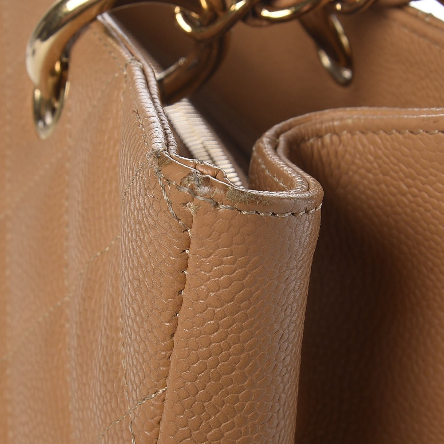 Caviar Quilted Grand Shopping Tote GST Beige