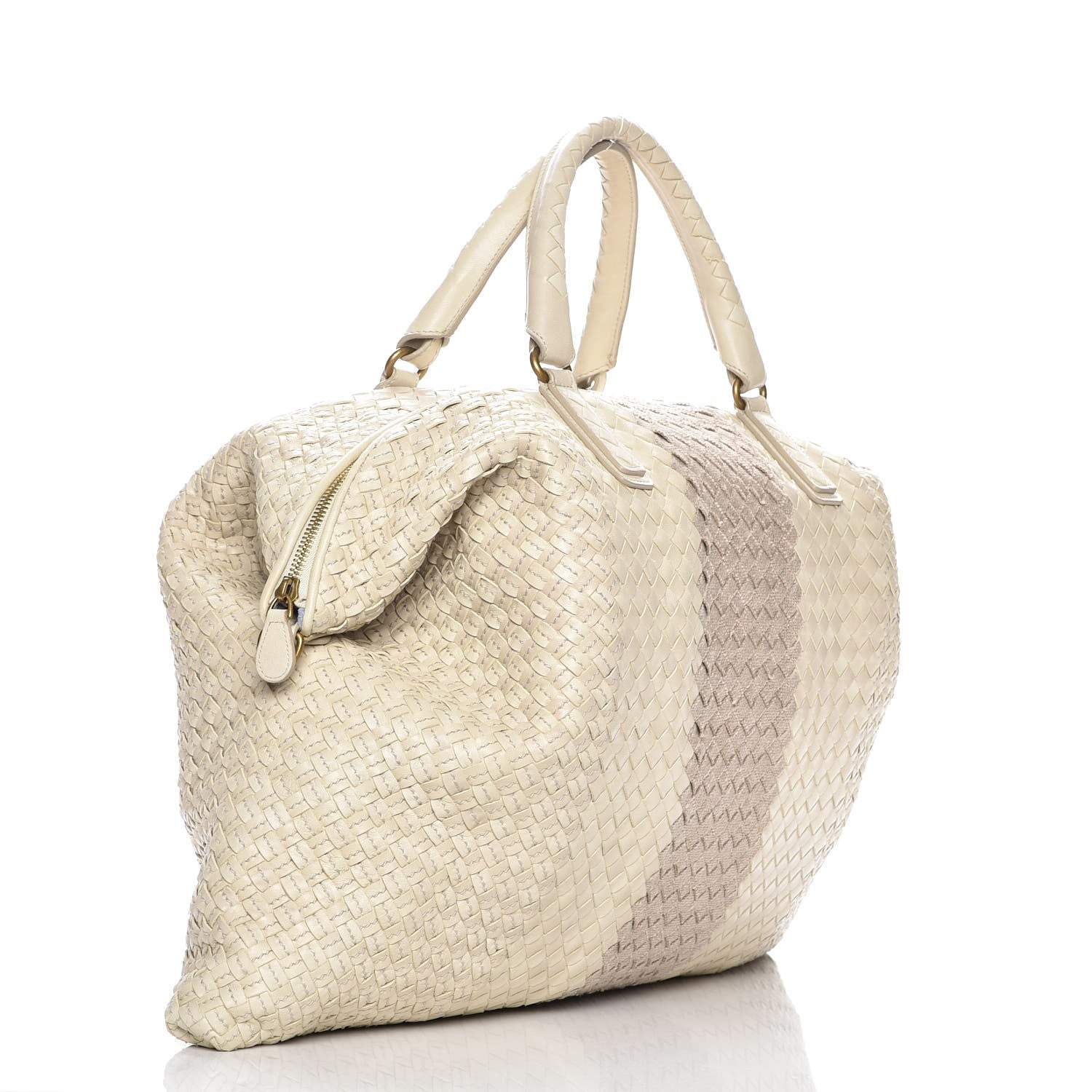 Bottega Veneta Nappa Linen Intrecciato Maxi Convertible Tote Mink 4 of 11