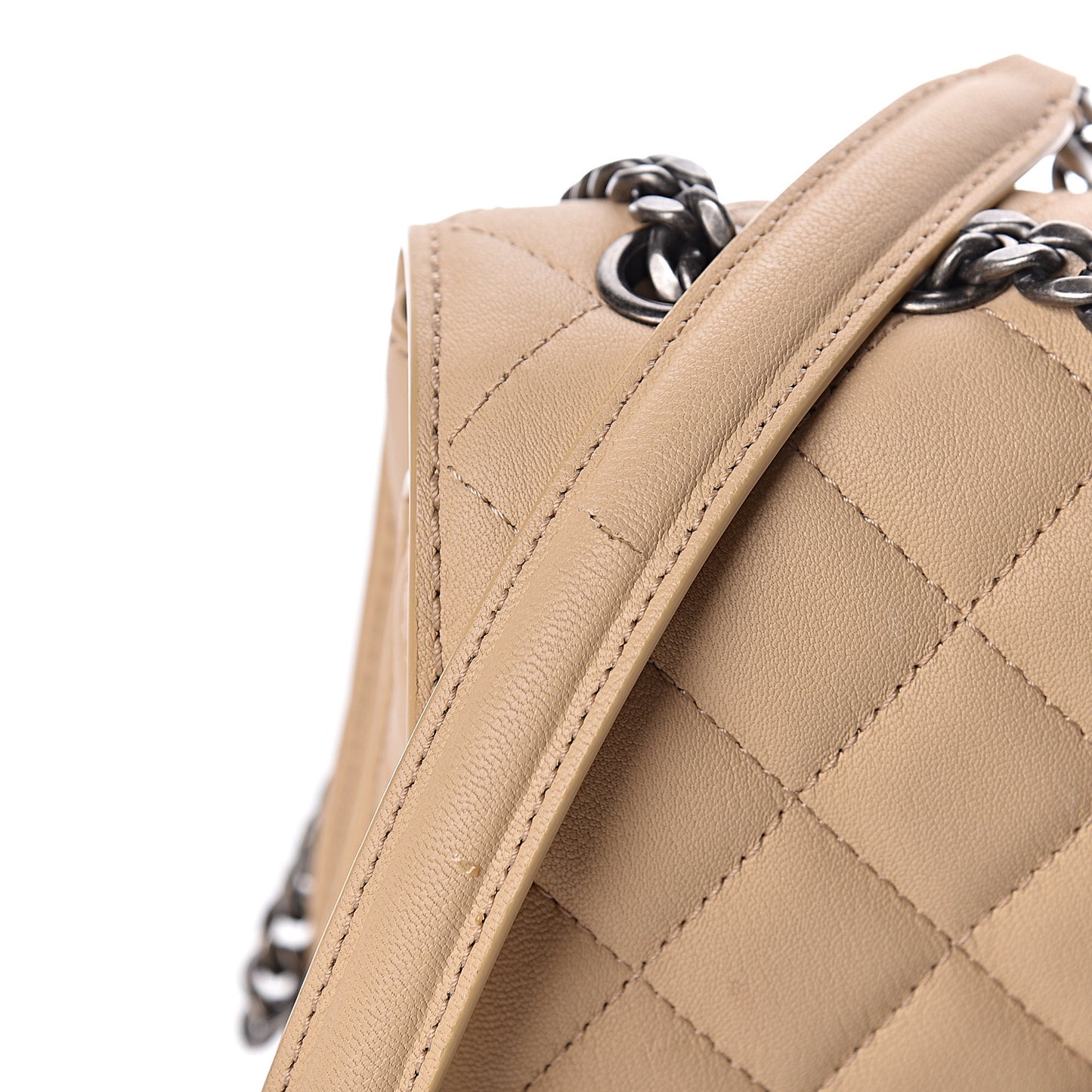 Lambskin Quilted Large Natural CC Flap Beige