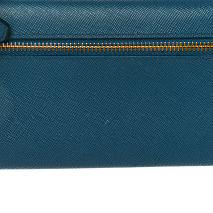 Prada Saffiano Metal Continental Flap Wallet Blue 15 of 17