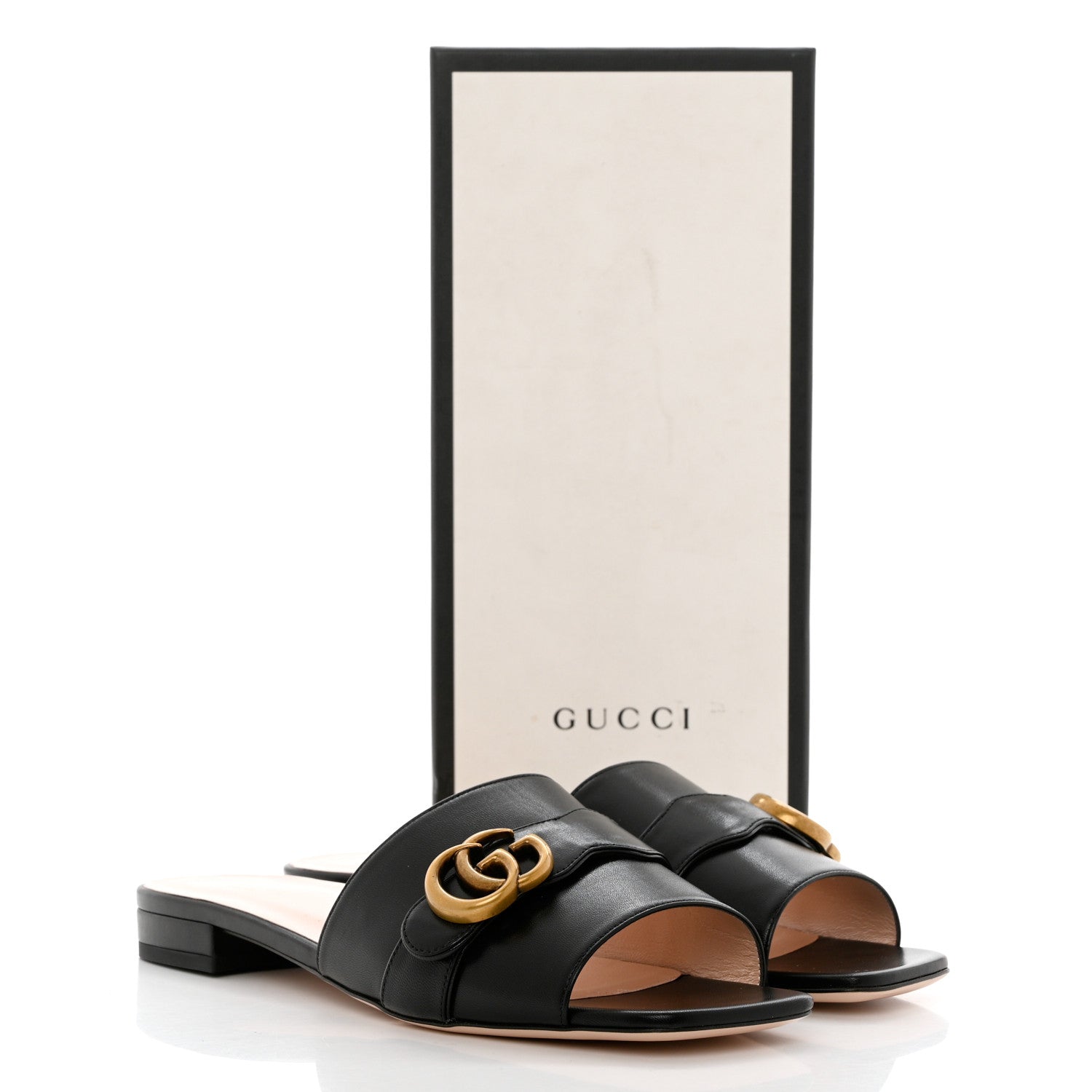 Gucci Malaga Kid GG Marmont Flat Slide Sandals 41 Black 9 of 9