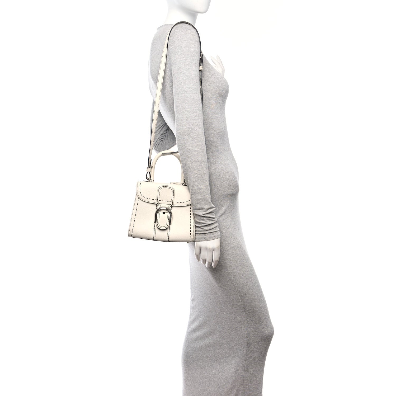Delvaux Grained Rodeo Calfskin Surpique Mini Brillant Satchel White 2 of 12