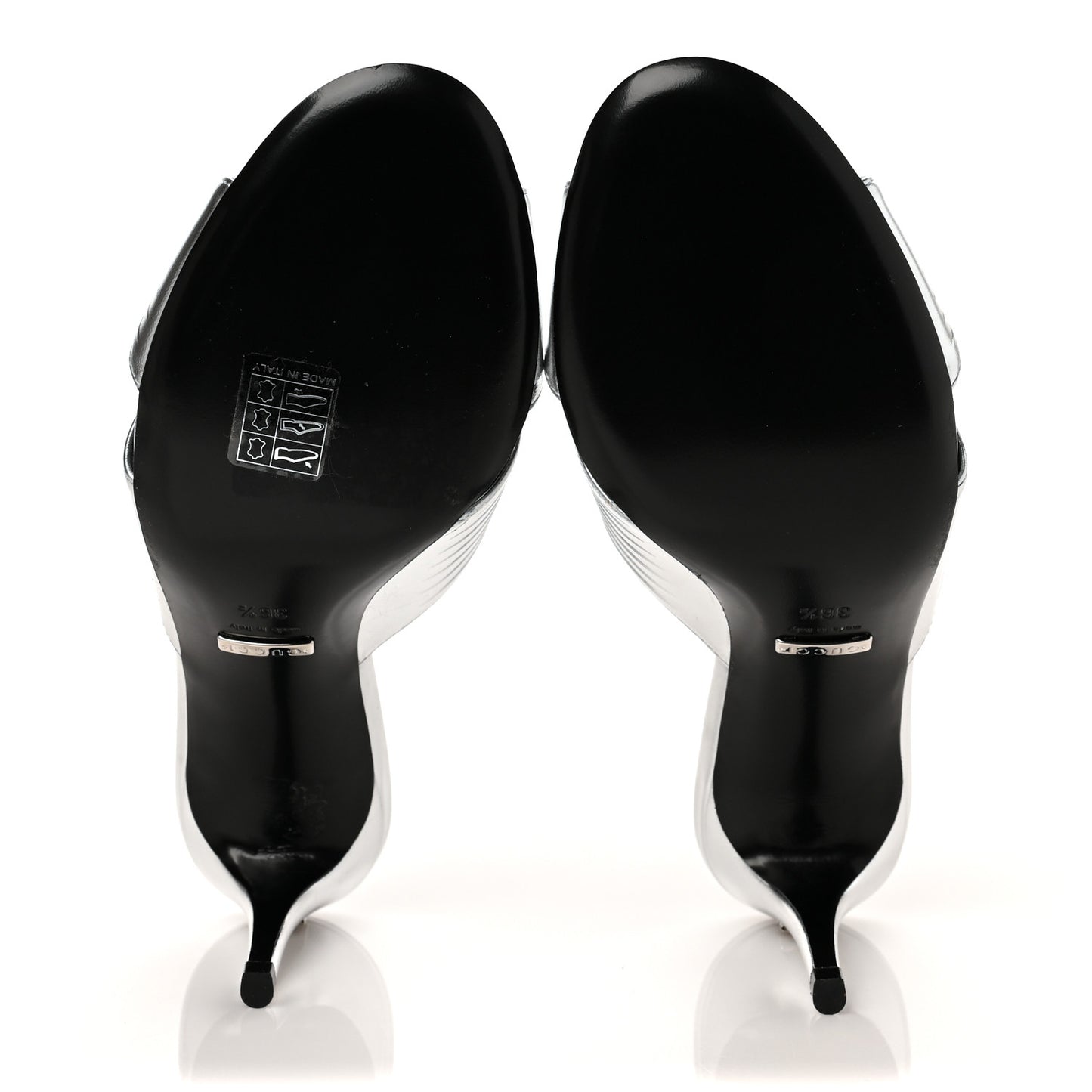 Metallic Nappa Crossover Heel Slide Sandals 36.5 Silver