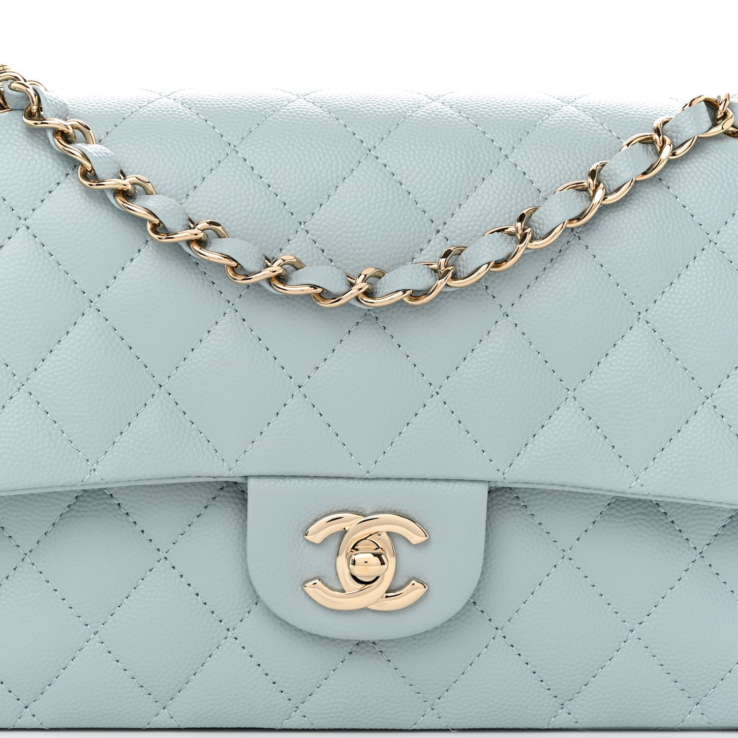 Chanel Caviar Quilted Medium Double Flap Light Blue 8 of 10