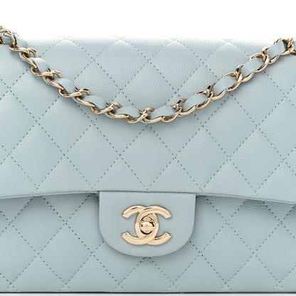 Chanel Caviar Quilted Medium Double Flap Light Blue 8 of 10