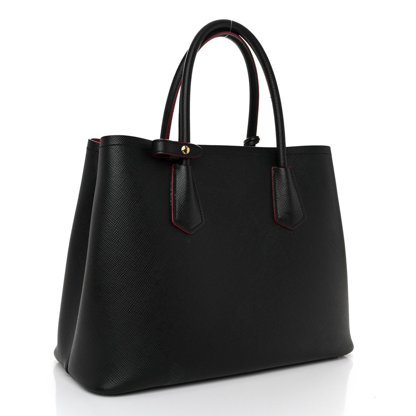 Saffiano Cuir Medium Double Bag Black Fuoco