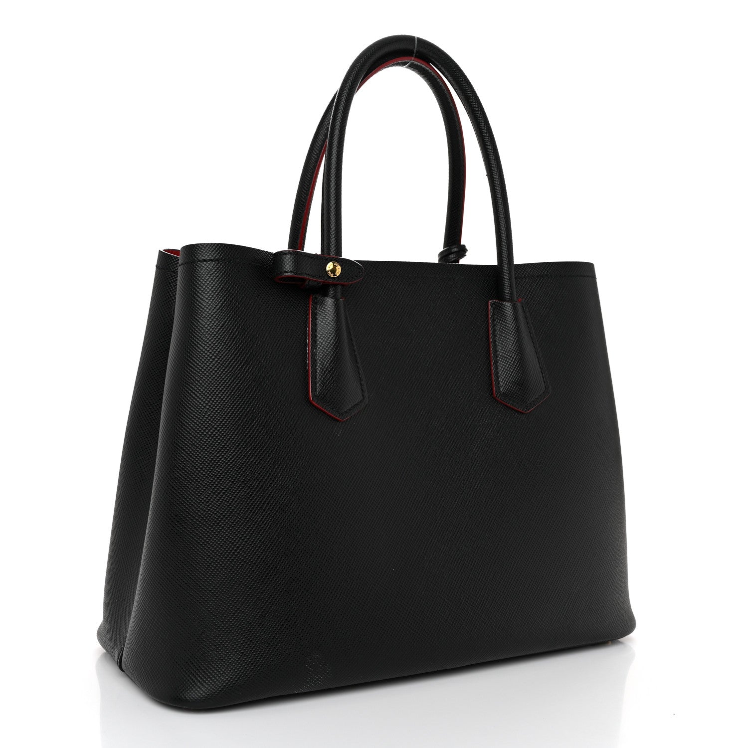 Prada Saffiano Cuir Medium Double Bag Black Fuoco 3 of 11