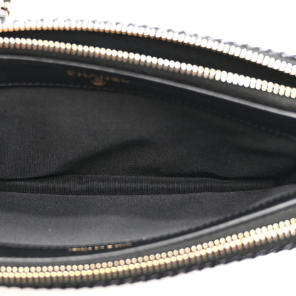 Chanel Lurex Straw Small Deauville Clutch With Chain Blue 6 of 14