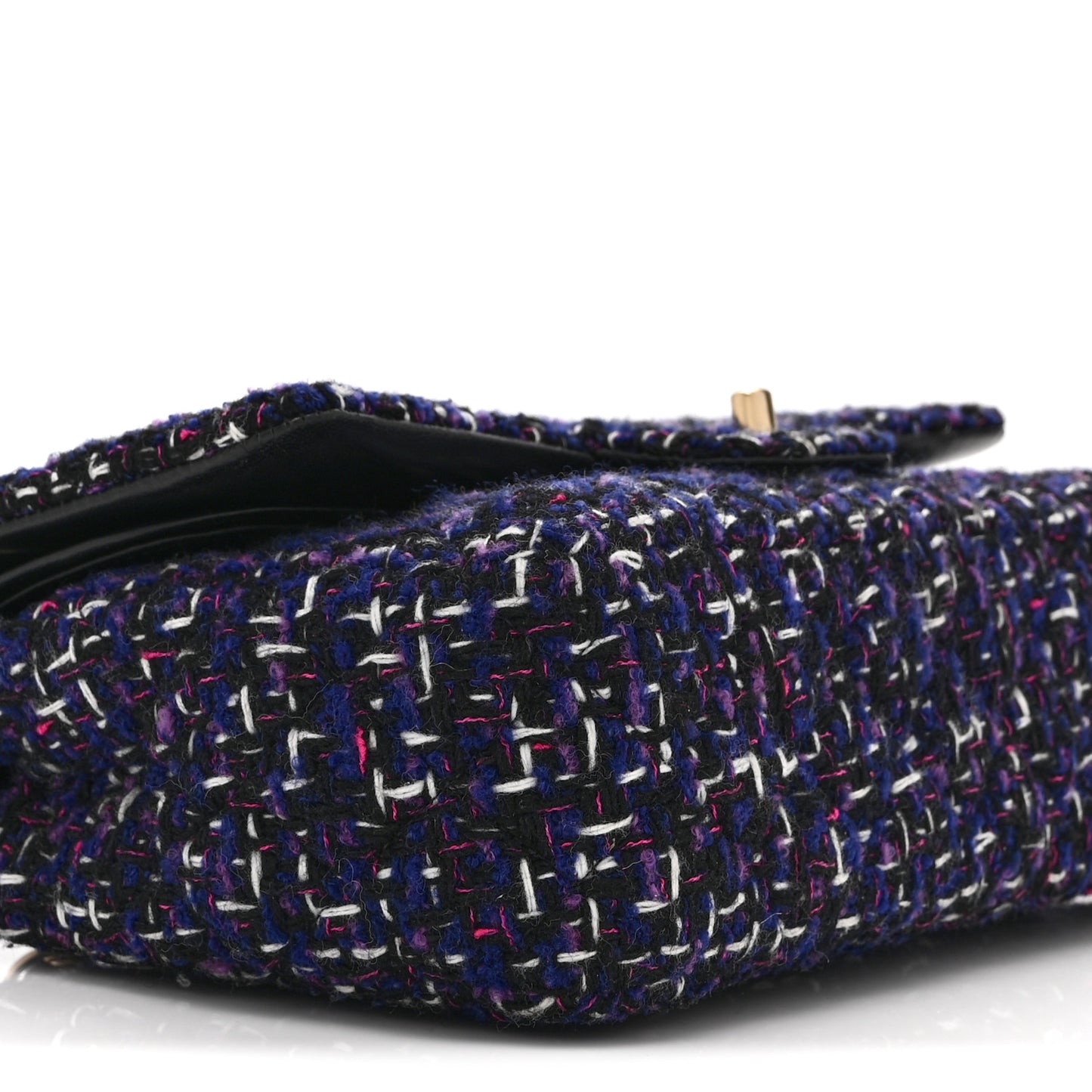 Tweed Quilted Medium Double Flap Dark Purple