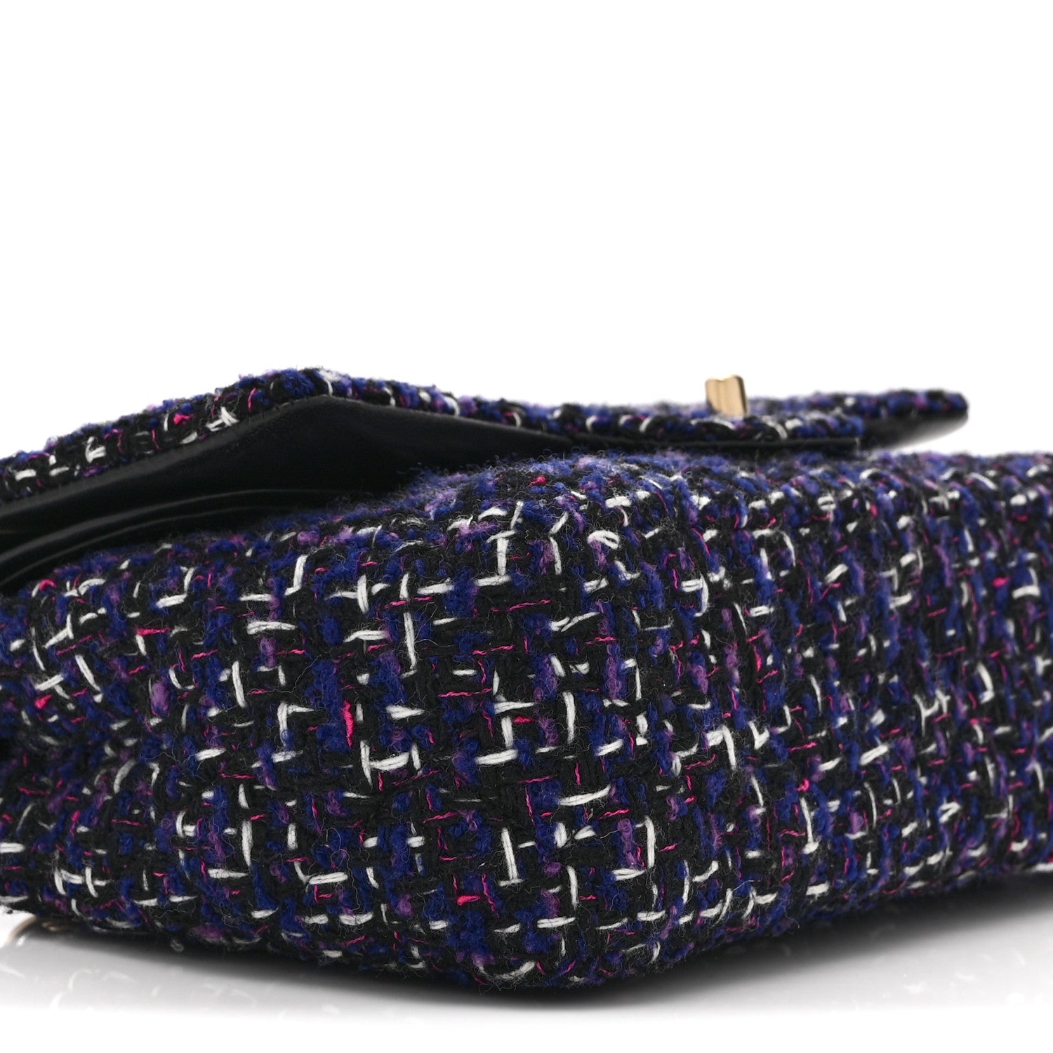 Chanel Tweed Quilted Medium Double Flap Dark Purple 9 of 10