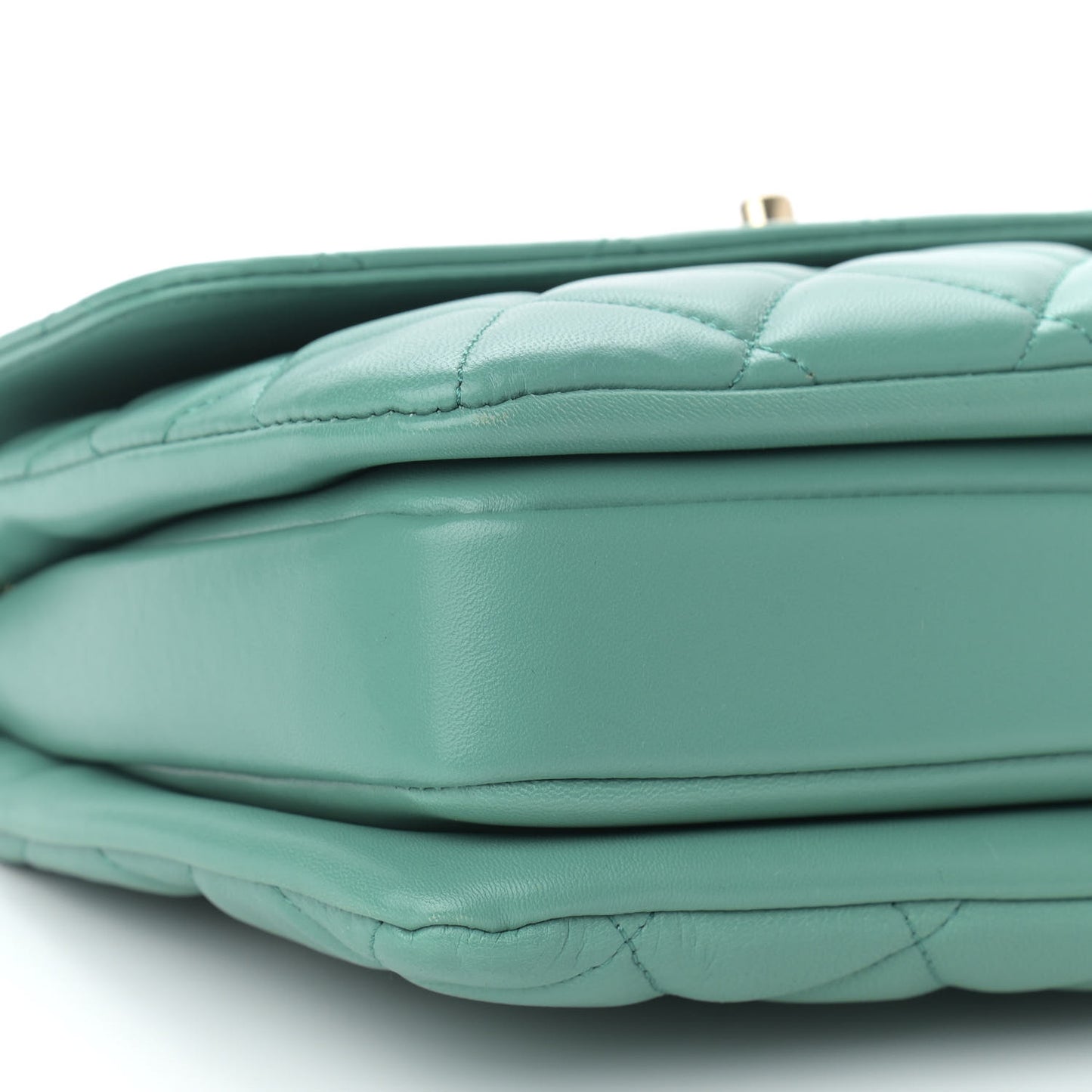 Lambskin Quilted Small Trendy CC Flap Dual Handle Bag Light Green