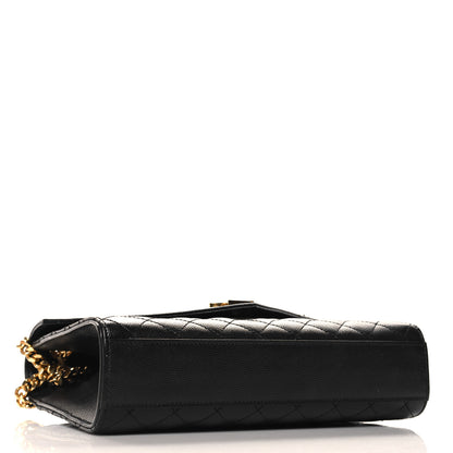 Saint Laurent Grain De Poudre Textured Mixed Matelasse Triquilt Medium Monogram Satchel Black 4 of 11
