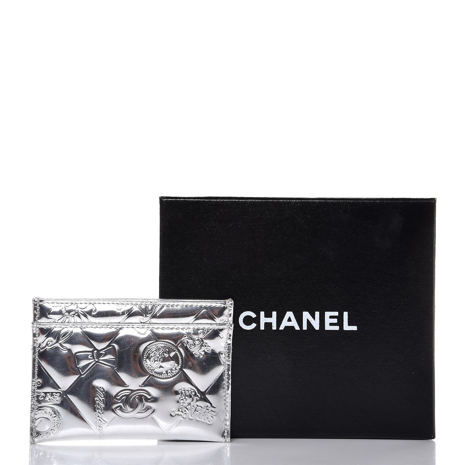 Chanel Patent Calfskin Lucky Symbols Card Holder Case Silver 9 of 9