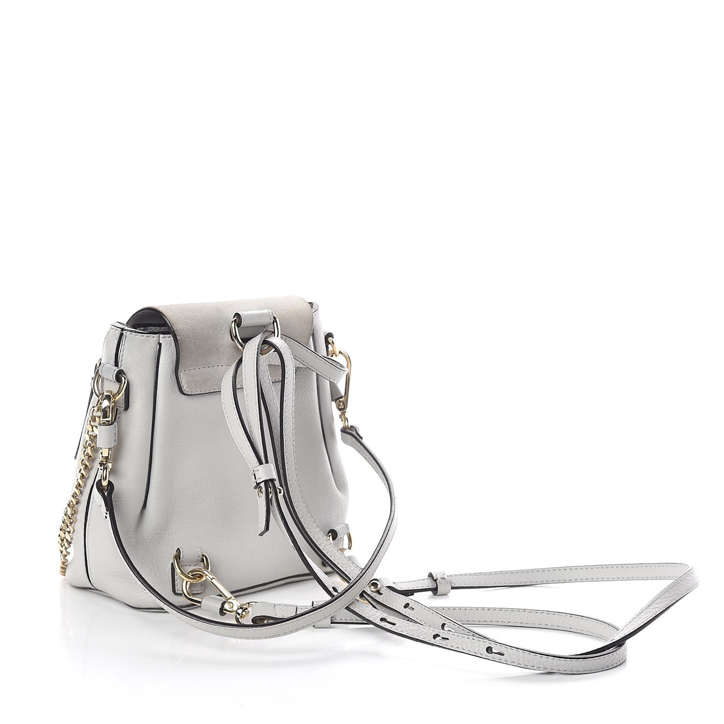 Suede Calfskin Mini Faye Backpack Airy Grey