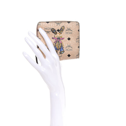MCM Visetos Rabbit Zip Around Wallet Pink 2 of 10