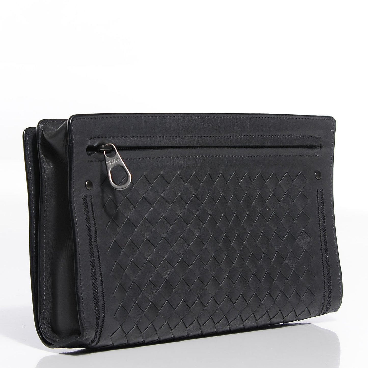 Light Calf Intrecciato Continental Wallet Ardoise