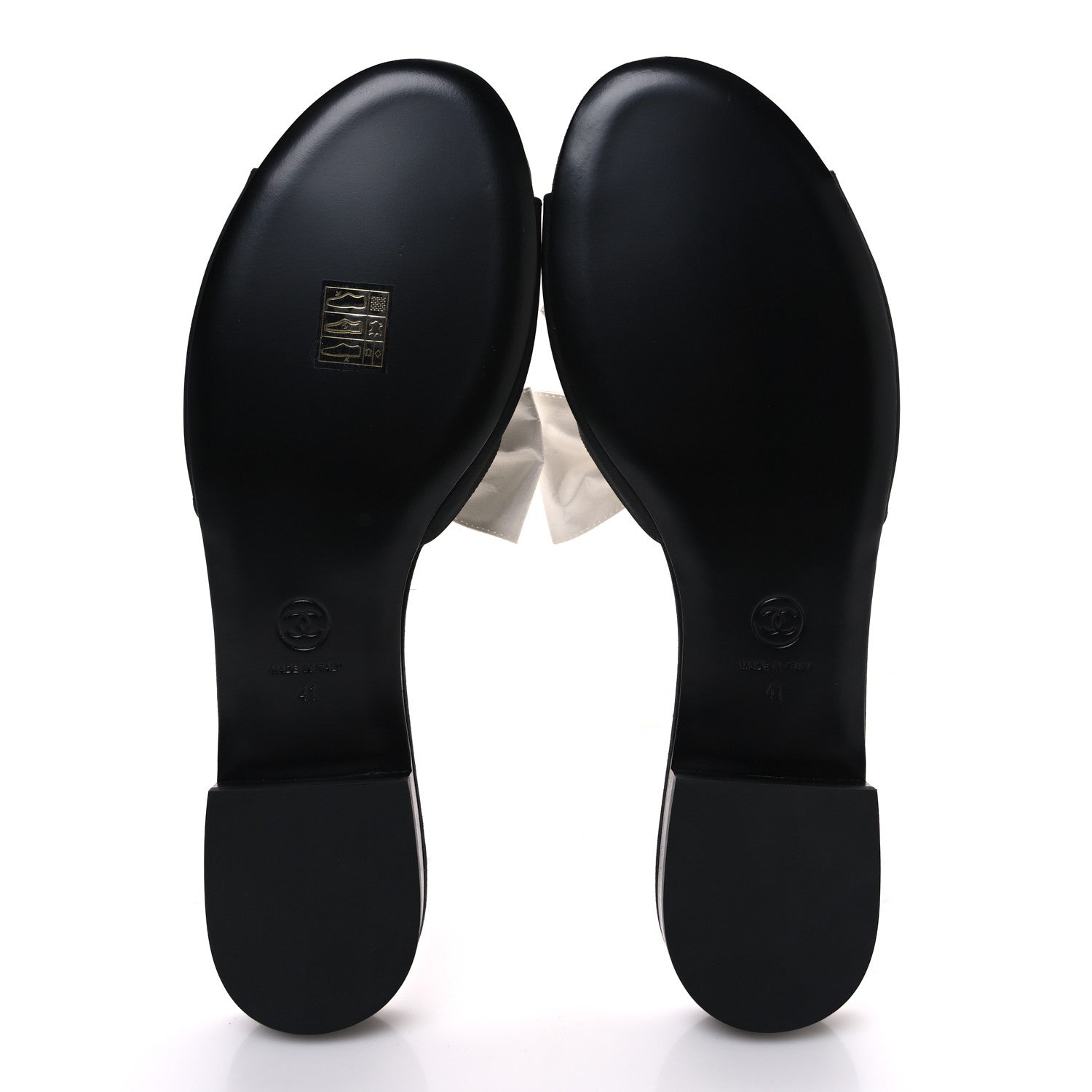 Chanel Silk Bow CC Mules 41 Black White 7 of 11