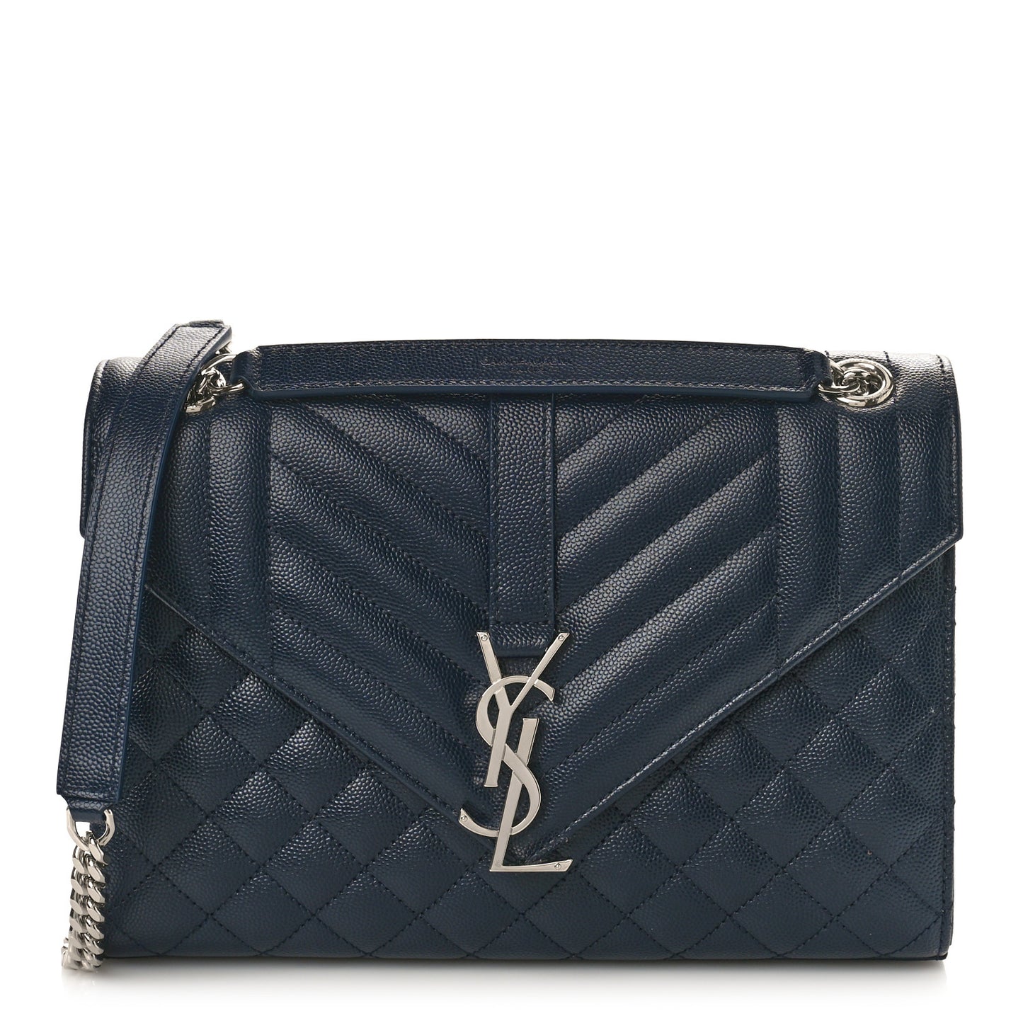 Grain De Poudre Textured Mixed Matelasse Triquilt Medium Monogram Satchel Deep Marine