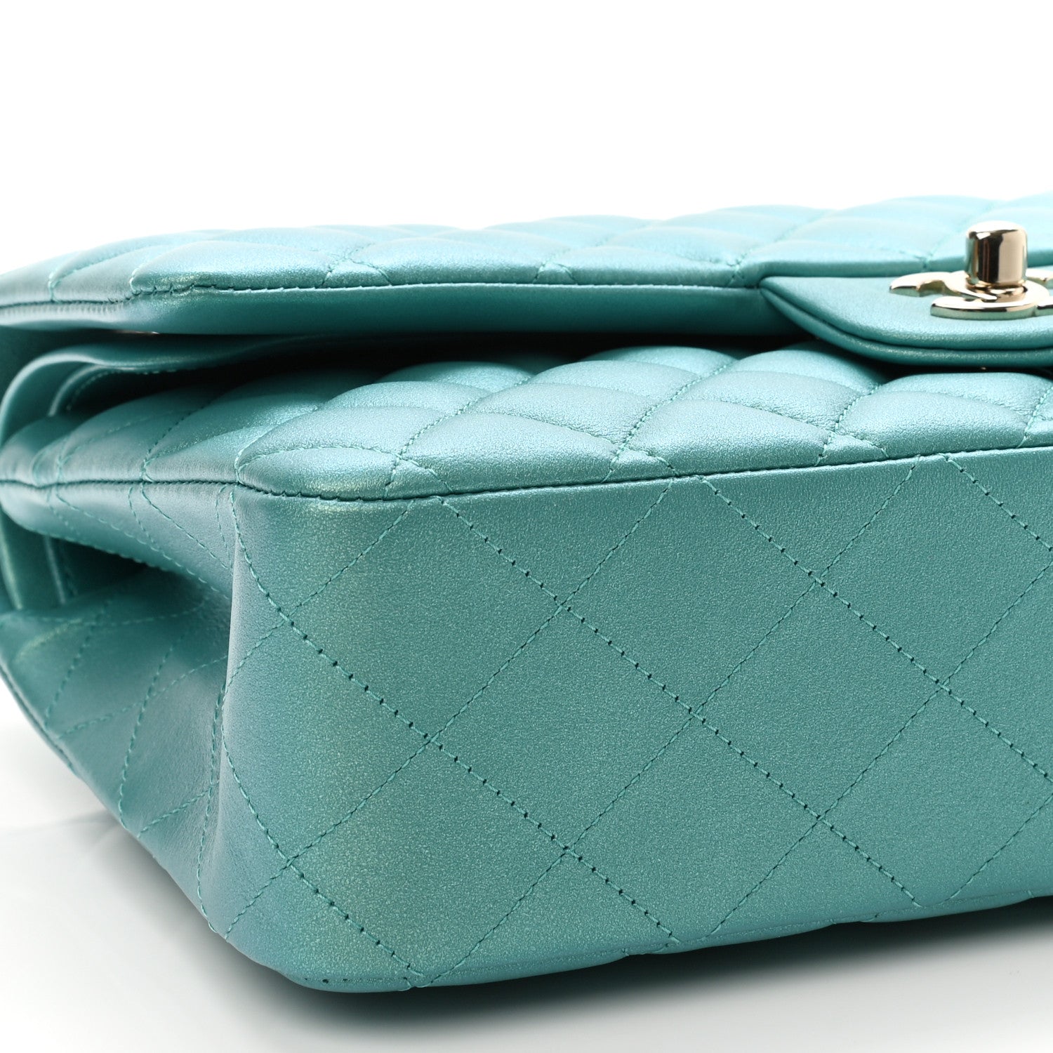 Chanel Iridescent Calfskin Quilted Medium Double Flap Green 9 of 11