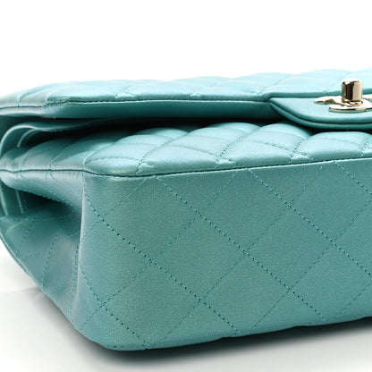 Chanel Iridescent Calfskin Quilted Medium Double Flap Green 9 of 11