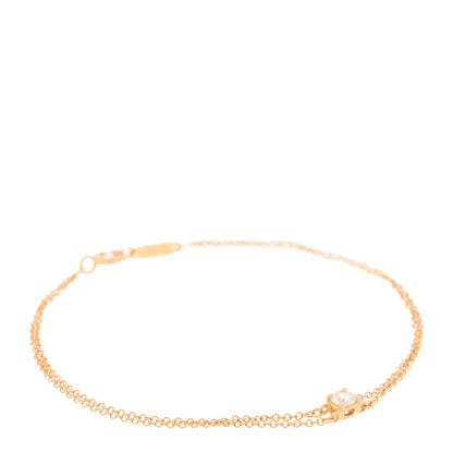 Tiffany 18K Rose Gold Diamond .17ct Solitaire Double Chain Bracelet 1 of 3